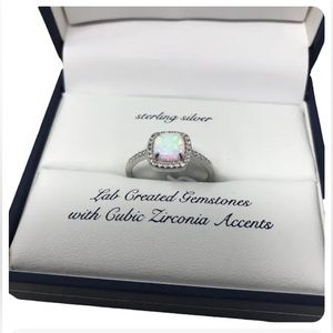 Olivia & Jackson Sterling Silver Ring 8 Lab Created Gemstones Cubic Zirconia NIB